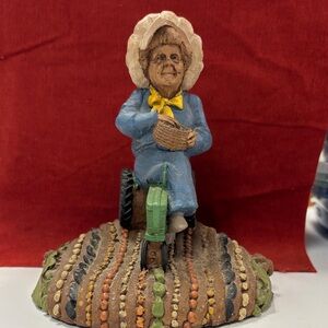 Charming Farmer Figurine with Blue and Green Accents
